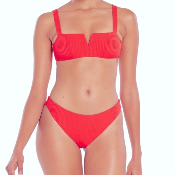 Any 3/$127 - Vitamin A Kaya Red Rib Bikini Bottoms - Picture 2 of 15